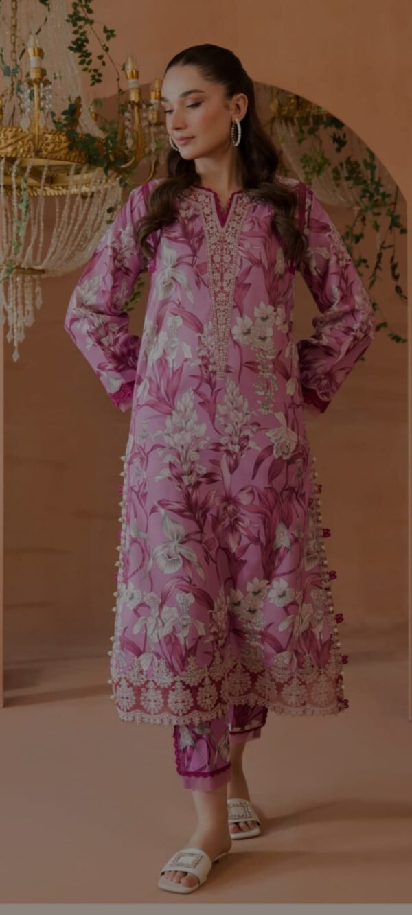 Lawn printed 2pc with handwork - Image 2
