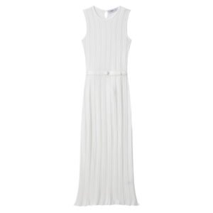 Women's European And American Belt Mesh Knitted Midi Skirt Dress