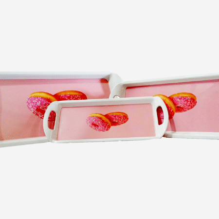 Elegant Donut Print Rectangular Melamine Serving Trays Set