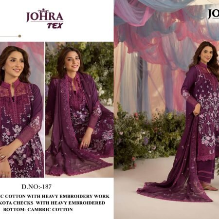 Stylish Cambric Cotton Suit | Heavy Embroidery | Unstitched