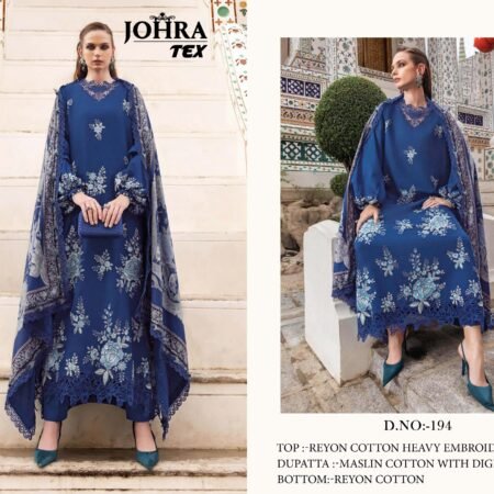 Rayyon Cotton Embroidered Stylish Suit | Maslin Dupatta