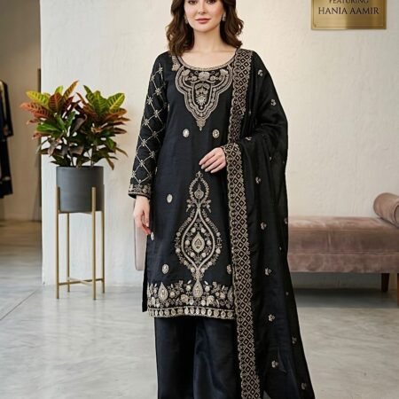 EXCLUSIVE AND TRENDY REAL MIRROR EMBROIDERED TOP, TULIP DHOTI AND DUPATTA