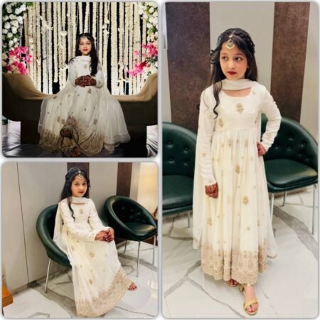 Beautiful Kid's Off White Gown Fully Stitched
