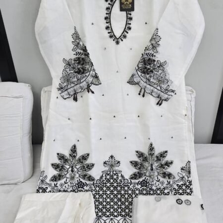 Liberty Denting Checks & handwork khatli With Cutwork Embroidery | Mushk