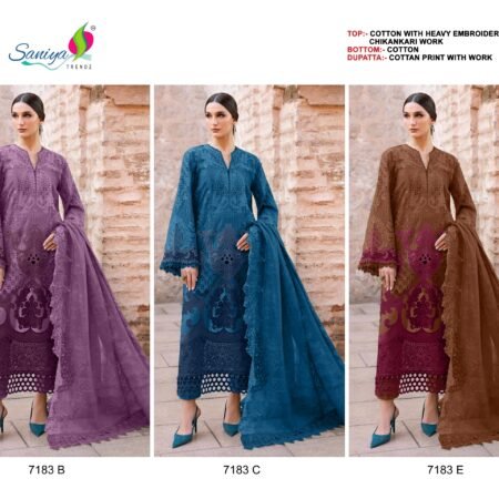 Unstitched Elegant Cotton Chikankari Outfit